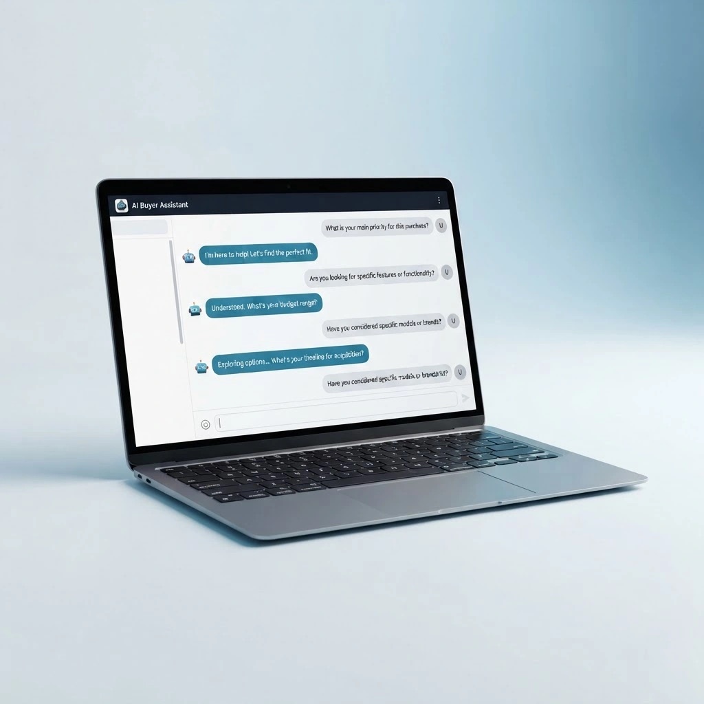Laptop showing an AI buyer assistant chat